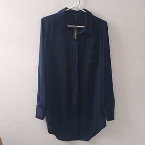 Kenneth Cole Long Sleeve Button Down Shirt Navy Blue